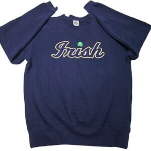 Vintage Notre Dame Fighting Irish Adidas Spellout Crewneck Men's Small Blue Y2k